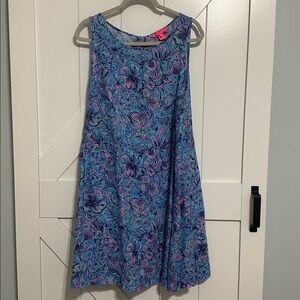 Lilly Pulitzer Linen Blue and Pink Floral Dress